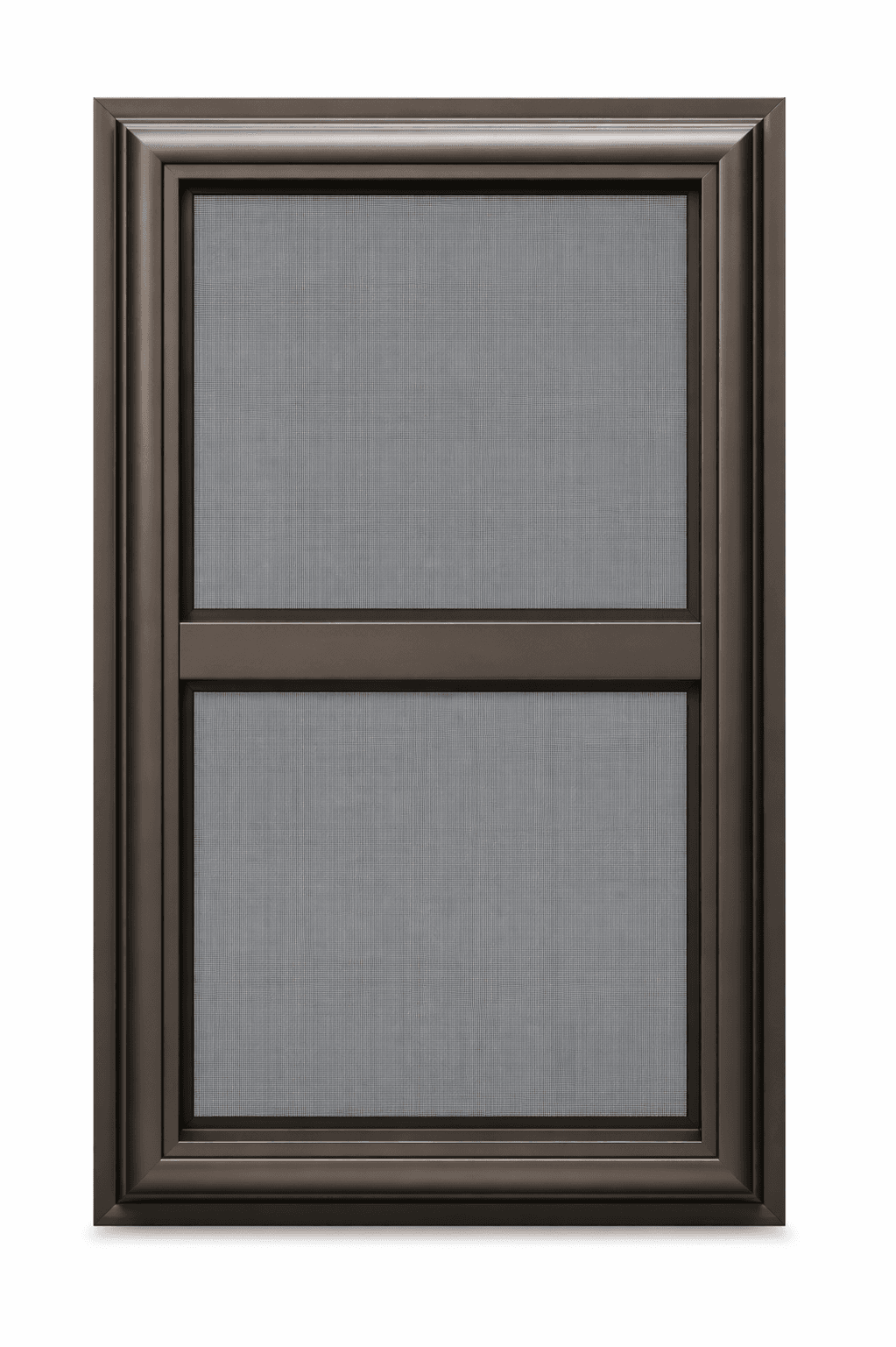 Vertical triple-track storm window with two screens